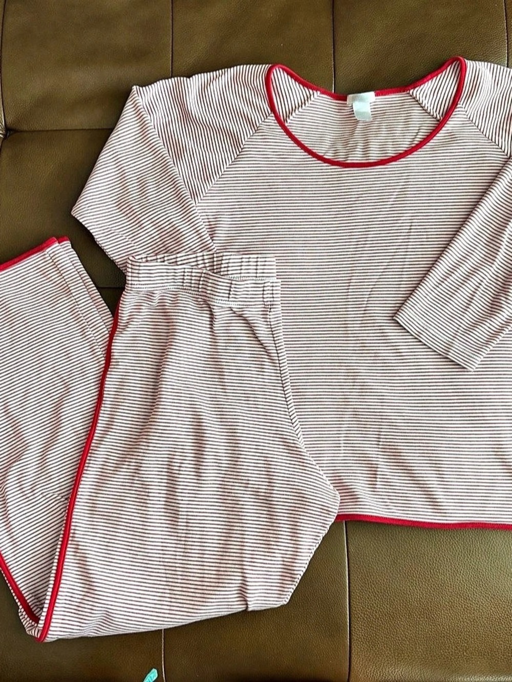 LAKE Striped Pajama Set Red & White Medium